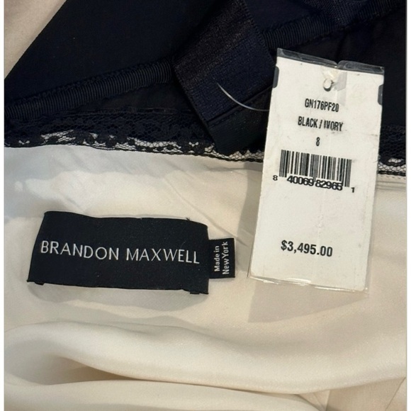 Brandon Maxwell Off-The-Shoulder Silk Draped Black Bow Accent Maxi Dress Gown - Picture 15 of 15